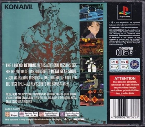 Metal Gear Solid Special Missions - PlayStation 1 (B Grade) (Genbrug)